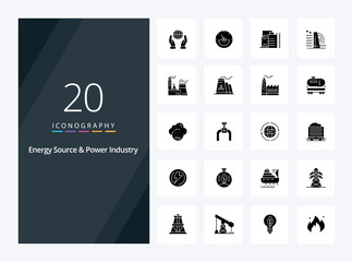 20 Energy Source And Power Industry Solid Glyph icon for presentation