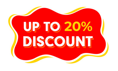 Up to 20% percent off Sales. Discount offer price sign. Special offer tag badge Vector Illustration design for shop and sale banners