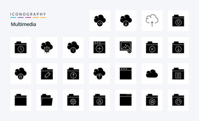 25 Multimedia Solid Glyph icon pack