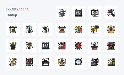 25 Startup Line Filled Style icon pack
