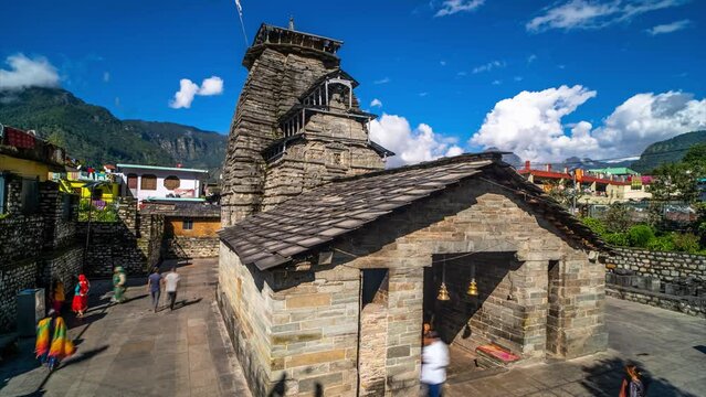 Gopeshwar Mahadev Lord Shiva temple, time lapse hyperlapse, 4k India, Utarrakhand