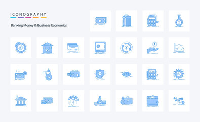 25 Banking Money And Business Economics Blue icon pack
