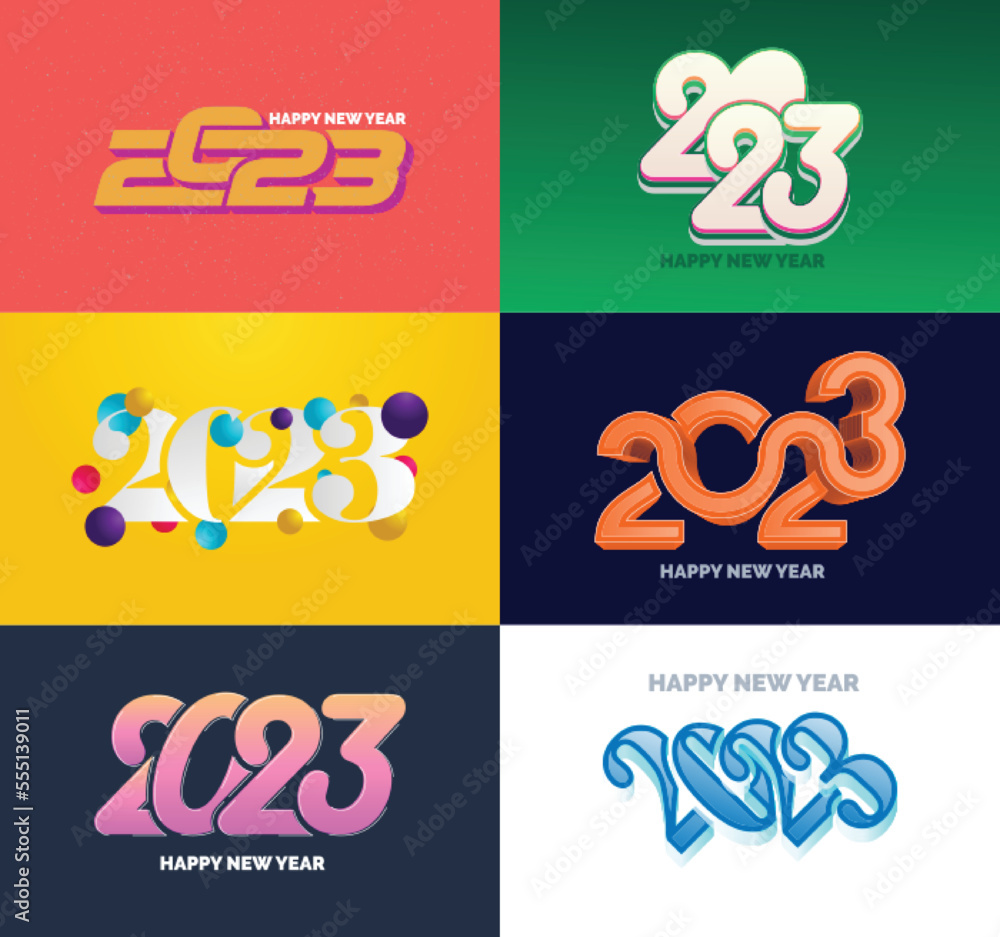 Canvas Prints big set of 2023 happy new year logo text design 2023 number design template