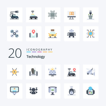 20 Technology Flat Color icon Pack like technology camera environment technology location