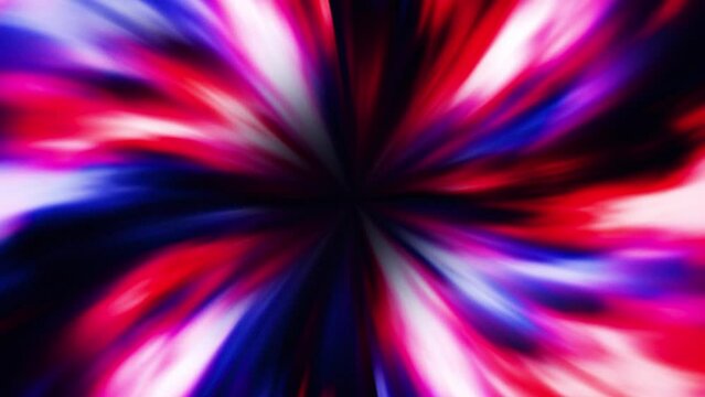 Spiral red-blue rotating background in defocus, 3d render. Twirl Background Animation colorful.