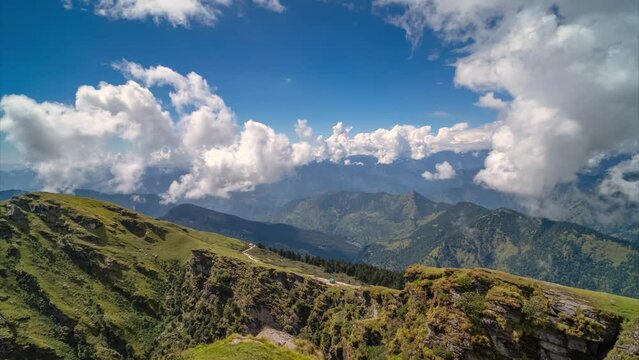 Clouds hyperlapse timelapse Himalaya Tungnath mountain peaks view scenic 4k, India