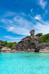 Beautiful nature of the islands in the sunny day with the Andaman Sea background at Similan Islands, island No.8 at Similan national park, Phang nga Thailand
