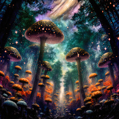 Fototapeta premium magic mushroom in the forest