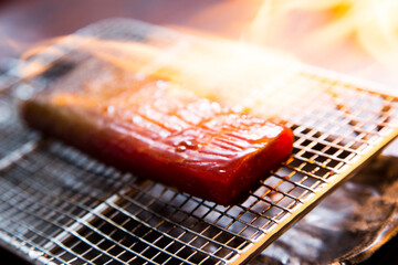 Top quality tuna Tataki in a Japanese restaurant in Tokyo.
