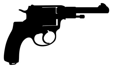Silhouette Pistol Gun Pistol for Art Illustration, Logo, Pictogram, Website or Graphic Design Element. Format PNG - obrazy, fototapety, plakaty