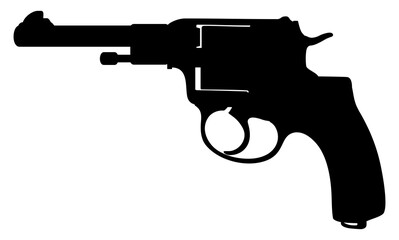 Silhouette Pistol Gun Pistol for Art Illustration, Logo, Pictogram, Website or Graphic Design Element. Format PNG - obrazy, fototapety, plakaty