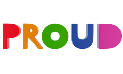 Lettering in LGBT colors proud 3D illustration