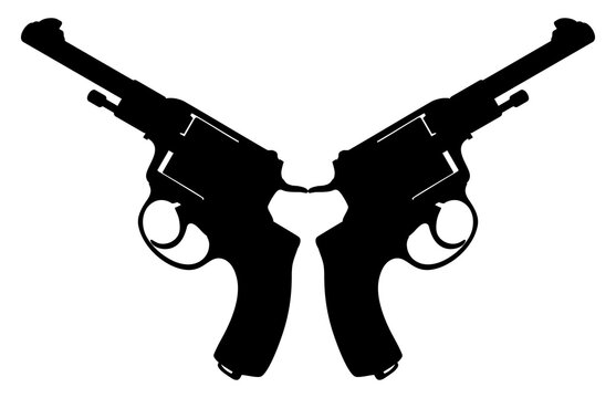 Silhouette Pistol Gun Pistol for Art Illustration, Logo, Pictogram, Website or Graphic Design Element. Format PNG