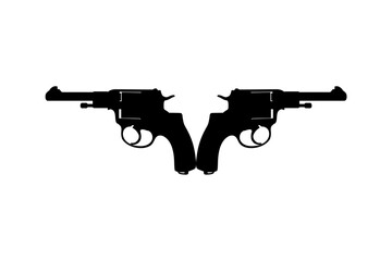 Silhouette Pistol Gun Pistol for Art Illustration, Logo, Pictogram, Website or Graphic Design Element. Vector Illustration