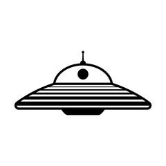 Fototapeta na wymiar Ufo icon. Flying saucer. Black contour linear silhouette. Front side view. Editable strokes. Vector simple flat graphic illustration. Isolated object on a white background. Isolate.