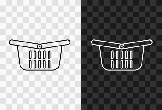 Shopping basket, high quality vector editable line icon. Shopping basket outline icon isolated on dark and light transparent backgrounds for UI design.