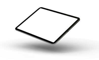 3D brandless tablet with empty screen isolated on white background © vege