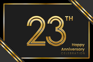 23th Anniversary. Anniversary Template Design With Golden Text, Vector Template Illustration