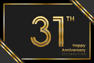 31th Anniversary. Anniversary Template Design With Golden Text, Vector Template Illustration