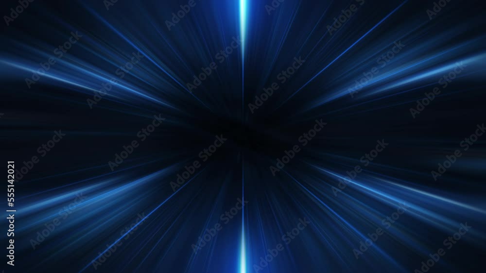 Poster abstract loop blue shine light sparking with beam radial shine rays light emitted from the center st