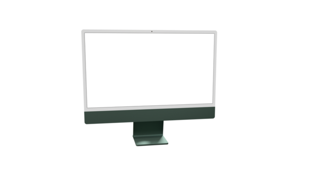 Realistic flat screen computer monitor 3de style mockup with blank screen isolated 3d