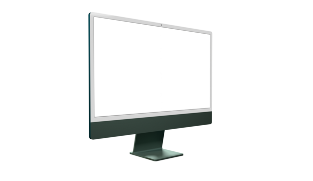 Realistic flat screen computer monitor 3de style mockup with blank screen isolated 3d