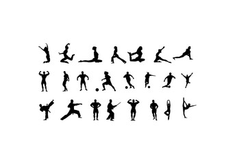 sport logo fitness people silhouette initial a set of company icon business logo background illustration