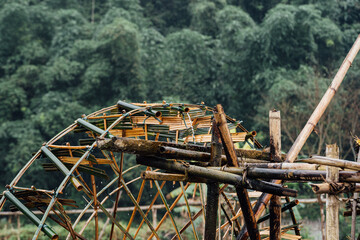 Bamboo Waterwheel Filling Trough, Pu Luong Vietnam