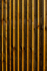 Background texture of new wooden fence in sunlight