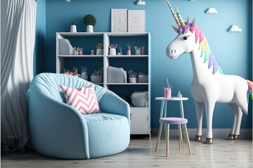 children bedroom interior. Generative AI