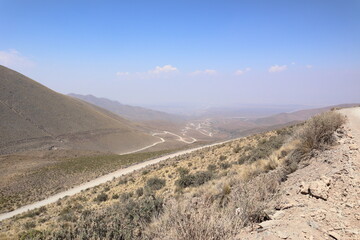 View of the surroundings of the mountain of the 7 colors, in humahuaca, on a smoky day due to forest fires