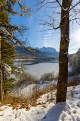 frozen lake in the mountains