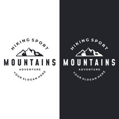 Logo design of mountains or mountains silhouettes. Logos for climbers, photographers, businesses.