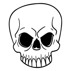 Evil comic skull vector monochrome.