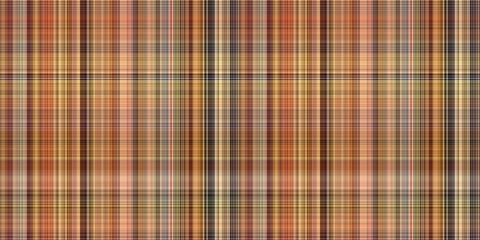 Woodland brown tartan seamless border textile. Tonal autumnal forest plaid with organic texture. banner of orange stripe for rough washi tape.