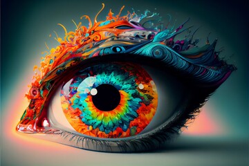 Generative AI abstract render of a human eye