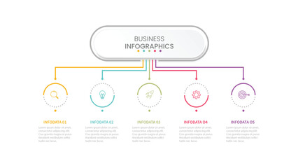Vector infographic thin line design with marketing icons. Business concept with 5 options, steps or processes.