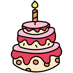 BIRTHDAY CAKE filled outline icon