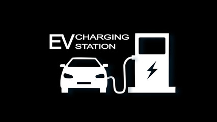 Electric car with plug icon symbol, EV car,  hybrid vehicles charging point logotype, Eco friendly vehicle concept