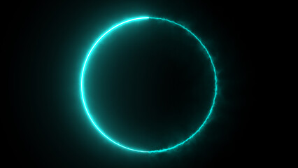 abstract seamless background sigt blue circle looped animation fluorescent lightanimation light glowing neon lines concept of waiting, downloading, update, loading