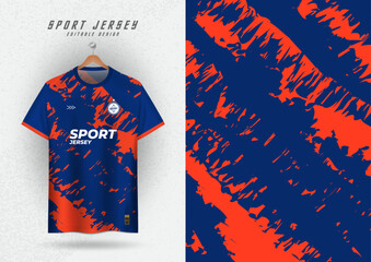 Background Mock up for sports jersey soccer running racing, blue and orange grunge pattern.