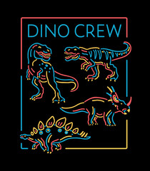 Neon light style dinosaur illustration.  Vector illustration for t-shirt prints, posters, and other uses. © cddesign.co