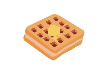 Waffle icon, vector illustration of a waffle, a pastry for breakfast, a sweet snack.
