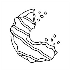 Donut with glaze. Bitten Sweet sugar dessert