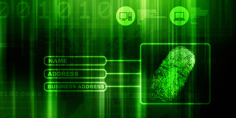 2d Illustration Fingerprint Scanning Technology Concept 