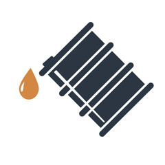 Drum icon for pouring crude oil. Petroleum and kerosene. Vector.