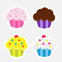 Cupcakes flat stickers