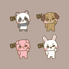 CUTE KAWAII ANIMALS SAYS OK