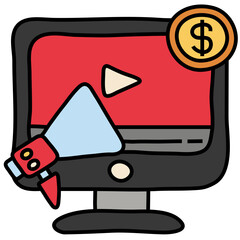 VIDEO MARKETING filled outline icon