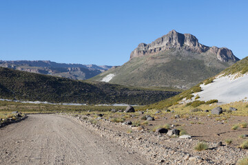 Landscape with dunes and sandy areas at Paso Vergara - crossing the border from Chile to Argentina while traveling South America